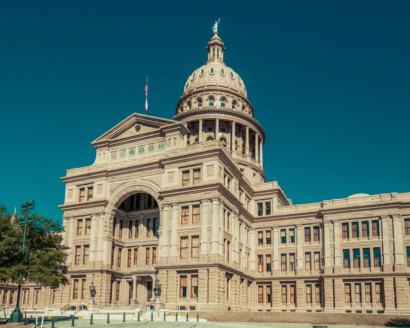 Texas state capitol building with sales tax compliance theme 2026