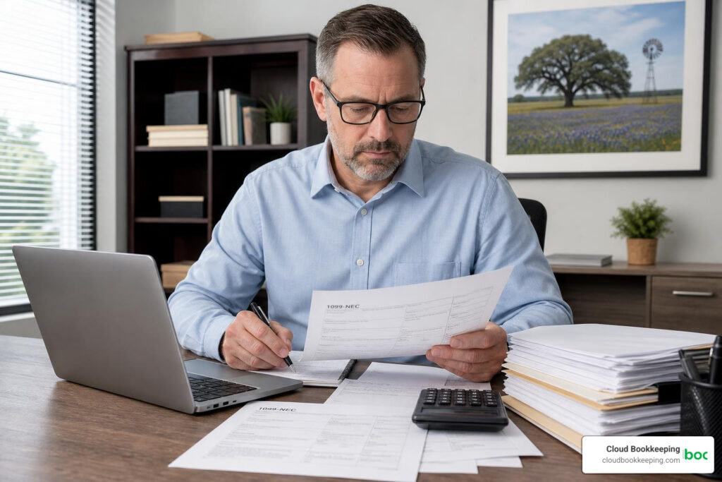 1099 vendor compliance Texas business owner organizing tax documents
